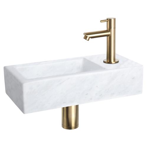 Fonteinset Differnz Helios 37.5x18.5x9.5 cm Marmer Wit Met, Doe-het-zelf en Verbouw, Sanitair, Overige typen, Nieuw, Ophalen of Verzenden