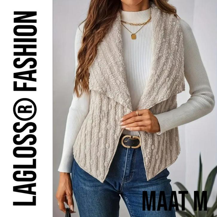 Teddy Bodywarmer Crème met Strepen & Bolletjes – Maat M, Kleding | Heren, Truien en Vesten, Overige kleuren, Nieuw, Verzenden