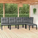 vidaXL 5-delige Loungeset poly rattan zwart en grijs, Verzenden, Nieuw, Rvs, Loungeset