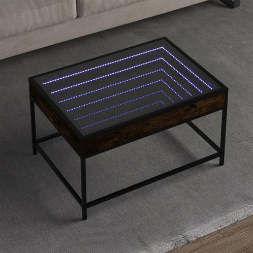 vidaXL Salontafel met Infinity LED 70x50x41 cm gerookt, Huis en Inrichting, Tafels | Salontafels, 50 tot 100 cm, Nieuw, Overige houtsoorten