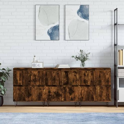 vidaXL Dressoirs 3 st bewerkt hout gerookt eikenkleurig, Huis en Inrichting, Kasten | Dressoirs, Nieuw, Overige houtsoorten, Verzenden