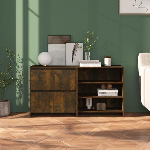 vidaXL 2 st Dressoirs bewerkt hout gerookt eikenkleurig, Huis en Inrichting, Kasten | Dressoirs, Nieuw, Overige houtsoorten, Verzenden