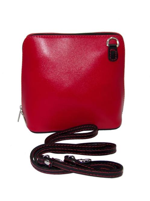 Rood met zwarte details Vera Pelle Italiaans leren schoudert, Sieraden, Tassen en Uiterlijk, Portemonnees, Nieuw, Verzenden