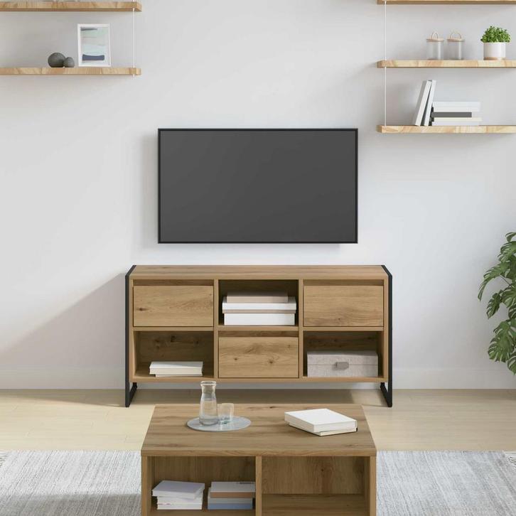 vidaXL TV-kast Ambachtelijk eiken 100 x 36 x 49,5 cm Bewerkt, Huis en Inrichting, Kasten | Televisiemeubels, Nieuw, Minder dan 50 cm