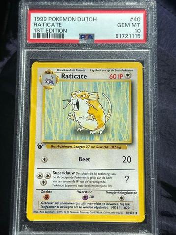 Pokémon - 1 Graded card - Raticate 1st editon - Base set - beschikbaar voor biedingen