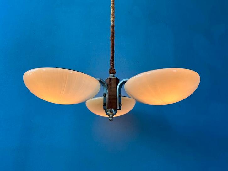 Original Art Deco Glass Pendant Lamp, Huis en Inrichting, Lampen | Hanglampen, Nieuw, Ophalen of Verzenden