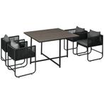 Tuinset - 4 verstelbare stoelen - Bijzettafel - Grijs, Ophalen of Verzenden, Nieuw
