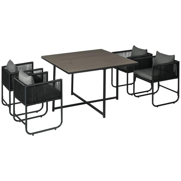 Tuinset - 4 verstelbare stoelen - Bijzettafel - Grijs, Tuin en Terras, Tuinsets en Loungesets, Nieuw, Ophalen of Verzenden