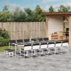 vidaXL 17-delige Tuinset met kussens textileen wit, Tuin en Terras, Verzenden, 6 zitplaatsen, Nieuw, Rvs