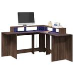 vidaXL Bureau met LED-verlichting 152x152x91 cm hout bruin, Huis en Inrichting, Bureaus, Verzenden, Nieuw