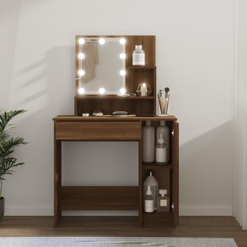 vidaXL Kaptafel met LED-verlichting 86,5x35x136 cm bruin, Huis en Inrichting, Tafels | Salontafels, 50 tot 100 cm, Nieuw, Overige houtsoorten