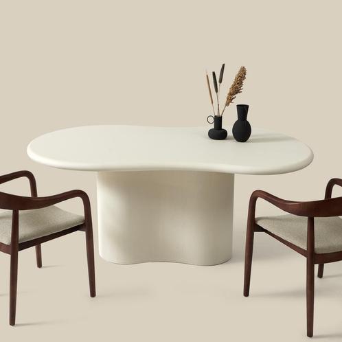 *WOONWINKEL* Organische Eettafel Wit Betonlook 200 Cm, Huis en Inrichting, Tafels | Eettafels, Nieuw, Verzenden