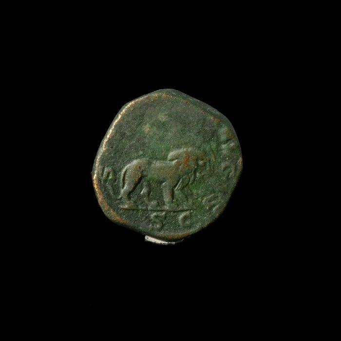 Oud-Romeins Brons Sestertius Philip I, Secular Games - leeuw, Antiek en Kunst, Antiek | Overige Antiek
