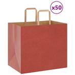 vidaXL Papieren zakken 50 st met hengsels 32x22x28 cm rood, Diversen, Verzenden, Nieuw