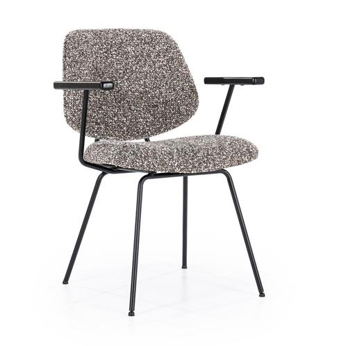 *WOONWINKEL* Eleonora Jon Taupe Eetkamerstoel Met Armleuning, Huis en Inrichting, Stoelen, Nieuw, Stof, Verzenden