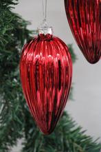 Kerstballen 6x conische kerstballen in rood (6) - Glas, Diversen, Kerst, Nieuw