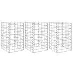 vidaXL Gabion plantenbakken 3 st verhoogd 30x30x50 cm ijzer, Verzenden, Minder dan 60 cm, Nieuw, Metaal