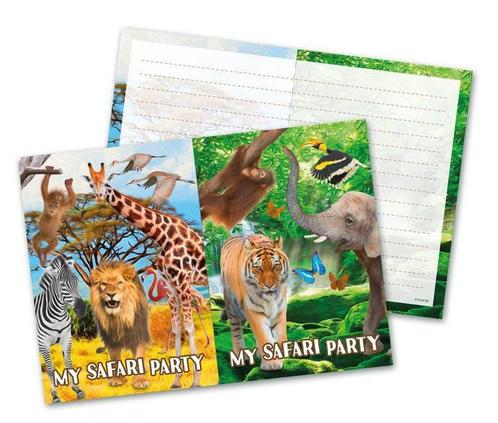 Dieren Uitnodigingen Safari 8st, Hobby en Vrije tijd, Feestartikelen, Nieuw, Verzenden