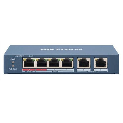 DS-3E0106HP-E, 6 Poorts, 1x High PoE, 3x PoE, 2x Uplink, Audio, Tv en Foto, Videobewaking, Nieuw, Ophalen of Verzenden