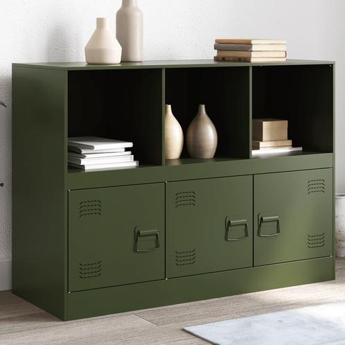 vidaXL Dressoir 99x39x73 cm staal olijfgroen, Huis en Inrichting, Kasten | Dressoirs, 25 tot 50 cm, Nieuw, 50 tot 100 cm, Metaal