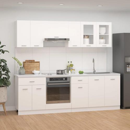 vidaXL 8-delige Keukenkastenset Lyon bewerkt hout wit, Huis en Inrichting, Keuken | Keukenelementen, Wit, Nieuw, Verzenden