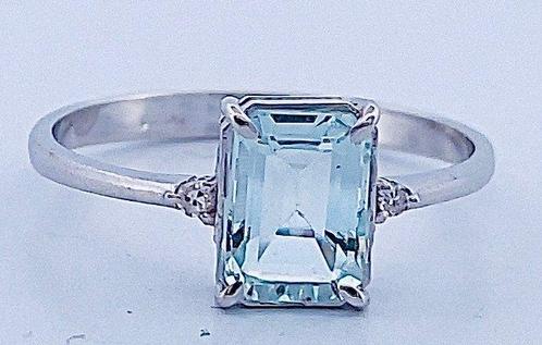 Zonder Minimumprijs - Ring - 18 karaat Witgoud Aquamarijn -, Sieraden, Tassen en Uiterlijk, Ringen