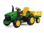 John Deere kinder tractor + aanhanger, 2 x 12 volt motoren m, Ophalen of Verzenden, Nieuw