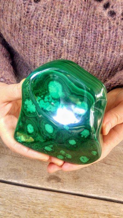malachiet Vrije vorm - Hoogte: 12 cm - Breedte: 12 cm- 864 g, Verzamelen, Mineralen en Fossielen