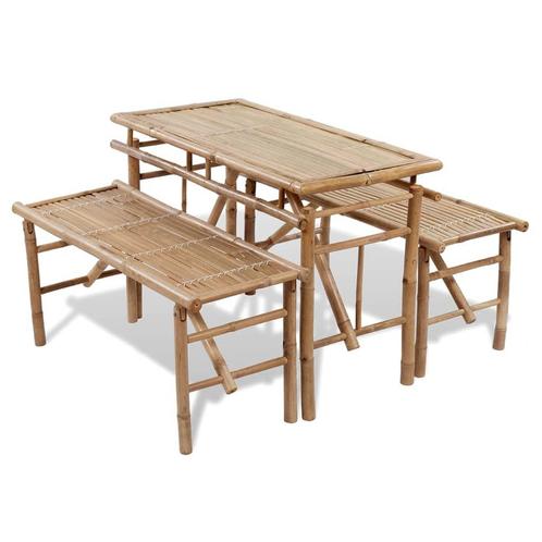 vidaXL Biertafel met 2 bankjes 100 cm bamboe, Tuin en Terras, Tuinsets en Loungesets, Nieuw, Hout, Verzenden