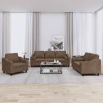 vidaXL 3-delige Loungeset met kussens stof bruin, Huis en Inrichting, Banken | Bankstellen, Verzenden, 150 tot 200 cm, Nieuw, Stof