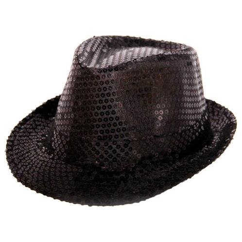 Trilby hoed metallic zwart met glitters | Nieuw!, Hobby en Vrije tijd, Feestartikelen, Nieuw, Verzenden