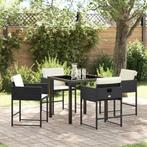 vidaXL Tuin Eetset 5 pcs Zwart poly rattan, Tuin en Terras, Tuinsets en Loungesets, Verzenden, Nieuw, Rotan