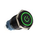 Push schakelaar groene verlichting - 19mm - Power symbool, Hobby en Vrije tijd, Elektronica-componenten, Ophalen of Verzenden
