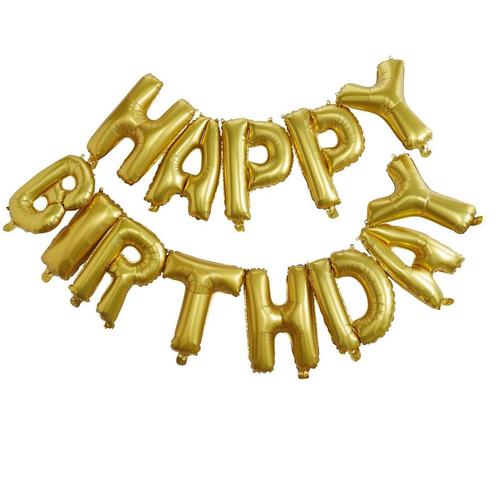 Gouden Happy Birthday Ballonnen Set 35cm, Hobby en Vrije tijd, Feestartikelen, Nieuw, Verzenden