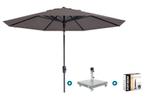 Madison Paros 2 Luxe stokparasol 3 m. rond - Taupe + Sevilla, Tuin en Terras, Verzenden, Nieuw, Parasolvoet, Kantelbaar