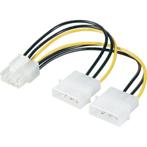 Dual Molex 4-Pin Male To 8-Pin Male Cable, Computers en Software, Pc- en Netwerkkabels, Nieuw, Ophalen of Verzenden