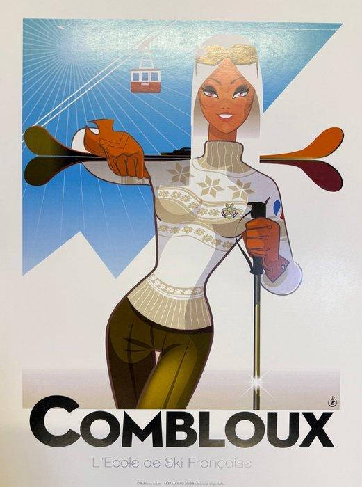 Monsieur Z - Affiche de Tourisme Combloux - Skieuse, École, Antiek en Kunst, Kunst | Tekeningen en Foto's