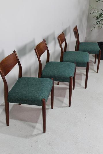 4x Vintage eetkamerstoelen - jaren 60 groen beschikbaar voor biedingen