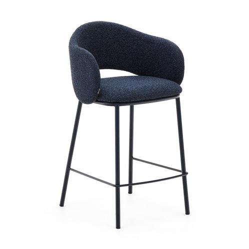 *WOONWINKEL* Kave Home Maina Counter Barstoel Blauw Chenille, Huis en Inrichting, Barkrukken, Nieuw, Verzenden