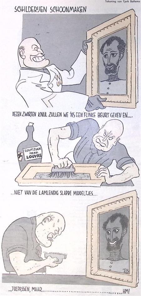 Spotprent over Mussolini en Haile Selassie (lijst optie), Antiek en Kunst, Kunst | Litho's en Zeefdrukken, Verzenden