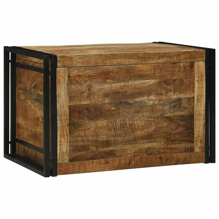 vidaXL Opslagdoos met opslag 80 x 50 x 50 cm Ruw mangohout, Huis en Inrichting, Woonaccessoires | Kisten, Nieuw, Verzenden