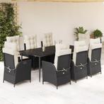 vidaXL 9-delige Tuinset poly rattan zwart, Nieuw, 8 zitplaatsen, Tuinset, Verzenden