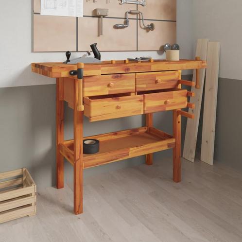 vidaXL Werkbank met lades en bankschroeven 124x52x83 cm, Doe-het-zelf en Verbouw, Werkbanken, Nieuw, Verzenden