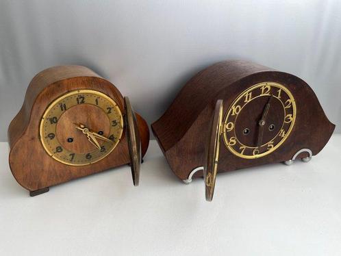 Schouwklok (2) - Urgos - Art Deco Chroom, Hout, Messing -, Antiek en Kunst, Antiek | Klokken