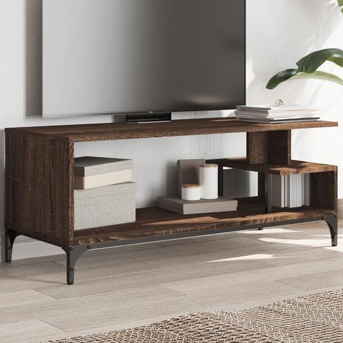 vidaXL Tv-meubel 102x40x41 cm hout en gepoedercoat staal, Huis en Inrichting, Kasten | Televisiemeubels, Nieuw, Overige houtsoorten
