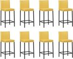 Set van 8 Gele leren moderne barkrukken - poot vierkant zwar, Nieuw, Leer, Ophalen of Verzenden, Modern