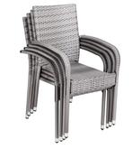 Polyrattan Stapelstoel Comfort Set van 4 kleur Grijs, Tuin en Terras, Tuinstoelen, Verzenden, Nieuw