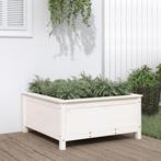 vidaXL Plantenbak 82,5x82,5x39 cm massief grenenhout wit, Tuin en Terras, Bloembakken en Plantenbakken, Verzenden, Nieuw, Hout