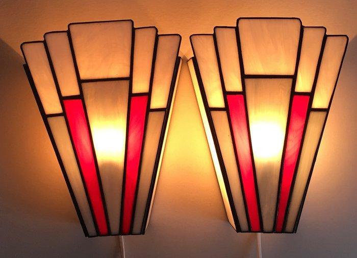 Wandlamp (2) - Glas - Art Deco stijl, Antiek en Kunst, Kunst | Designobjecten