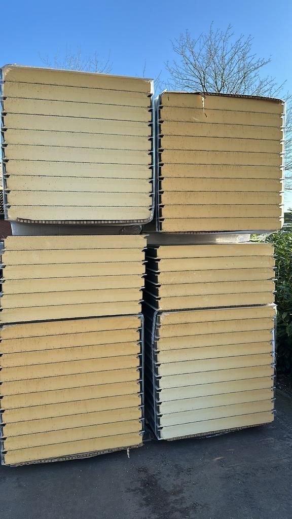 Wandpaneel, sandwichpaneel, Antraciet, 100 mm, 51st. 5000 mm, Doe-het-zelf en Verbouw, Platen en Panelen, Zo goed als nieuw, 100 mm of meer
